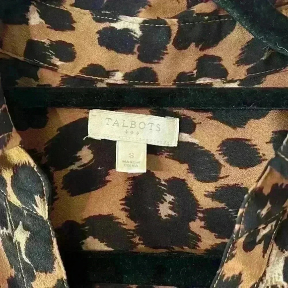 Talbots Womens Animal Leopard Print Button Front Polyester Shirt Size Small - Picture 3 of 8